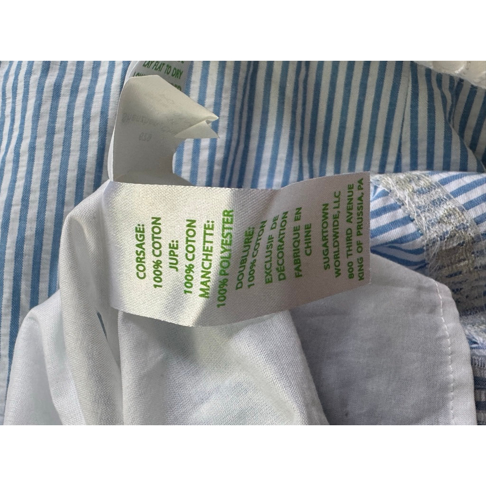 Lilly Pulitzer Maya Shift Dress Coastal Blue White Striped Eyelet Mini Dress - Picture 7 of 7